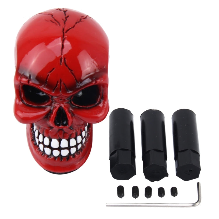 Universal Skull Head Shape ABS Manual or Automatic Gear Shift Knob with Three Rubber Covers Fit for All Car(Red) - Shift Knob by buy2fix | Online Shopping UK | buy2fix