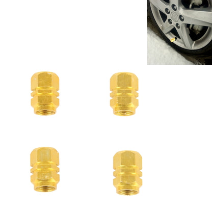 4PCS SA Metal Plated Hexagon Shape Universal Tire Valve Stem Cap(Gold) - In Car by buy2fix | Online Shopping UK | buy2fix