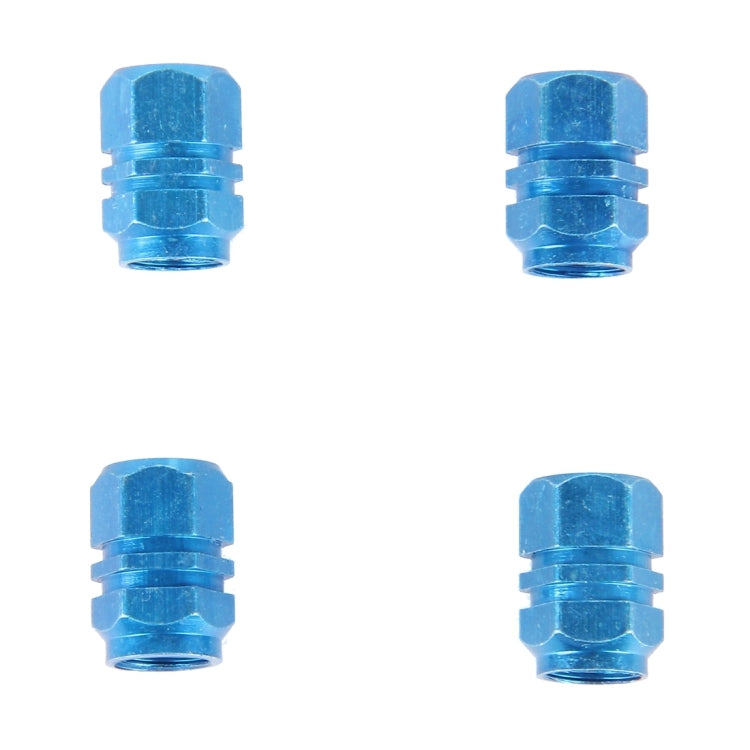 4PCS SA Metal Plated Hexagon Shape Universal Tire Valve Stem Cap(Blue) - In Car by buy2fix | Online Shopping UK | buy2fix