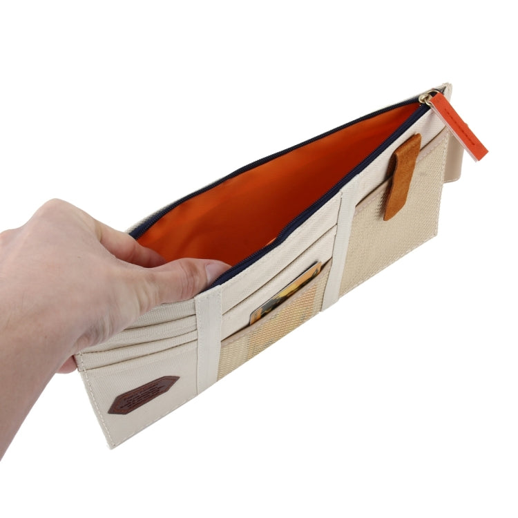 Multi-functional Auto Car Sun Visor Sunglass Holder Card Storage Holder Inner Pouch Bag(Khaki) - Sunglasses & Glasses Clips by buy2fix | Online Shopping UK | buy2fix