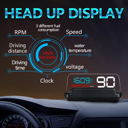 C500 Car HUD Virtual HD Projection Head-up Display, With Adjustable Reflection Board, Speed & RPM & Water Temperature & Oil Consumption & Driving Distance / Time & Voltage Display, Over Speed Alarm, Connect OBD2 Interface(White) - Head Up Display System by buy2fix | Online Shopping UK | buy2fix