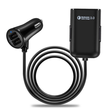 HMQ-C801 1.8m 8A Max 4 Ports USB Car Charger with Extending USB HUB for Front & Back Seat Charging (Black) - In Car by buy2fix | Online Shopping UK | buy2fix