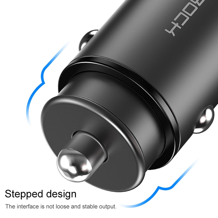 ROCK H15 Dual Port USB + USB-C / Type-C PD30W Car Charger (Black) - In Car by ROCK | Online Shopping UK | buy2fix