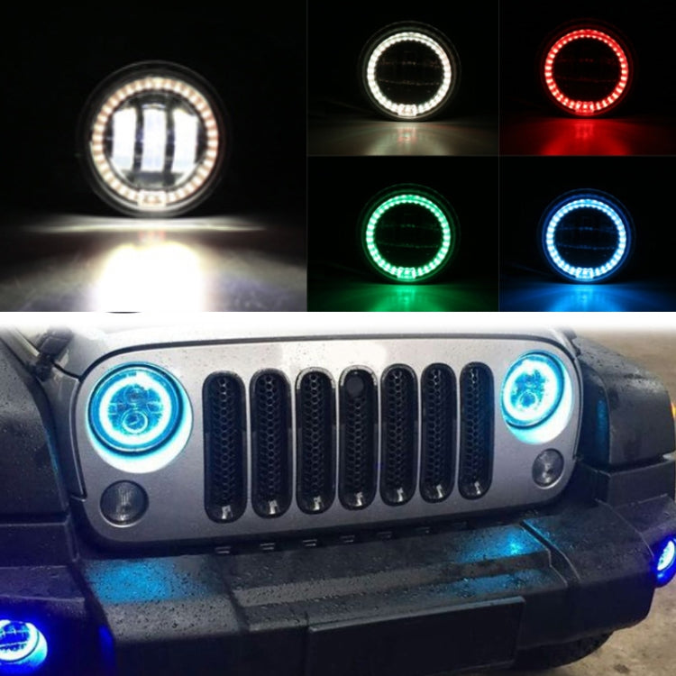 2 PCS DC12V-30V / 30W / 3A / 1440LM 12LEDs  4 inch Car LED Colorful Fog Light, Style: White Background (White Light) - In Car by buy2fix | Online Shopping UK | buy2fix