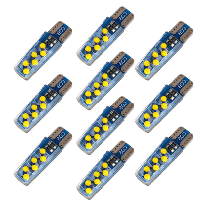 10 PCS T10 DC12V / 1.2W Car Clearance Light 12LEDs COB Lamp Beads (Yellow Light) - In Car by buy2fix | Online Shopping UK | buy2fix