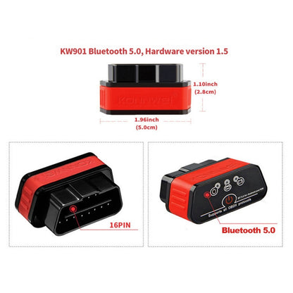 KONNWEI KW901 Android Phone OBD2 Car Bluetooth 5.0 Diagnostic Scan Tools(Red) - Code Readers & Scan Tools by KONNWEI | Online Shopping UK | buy2fix