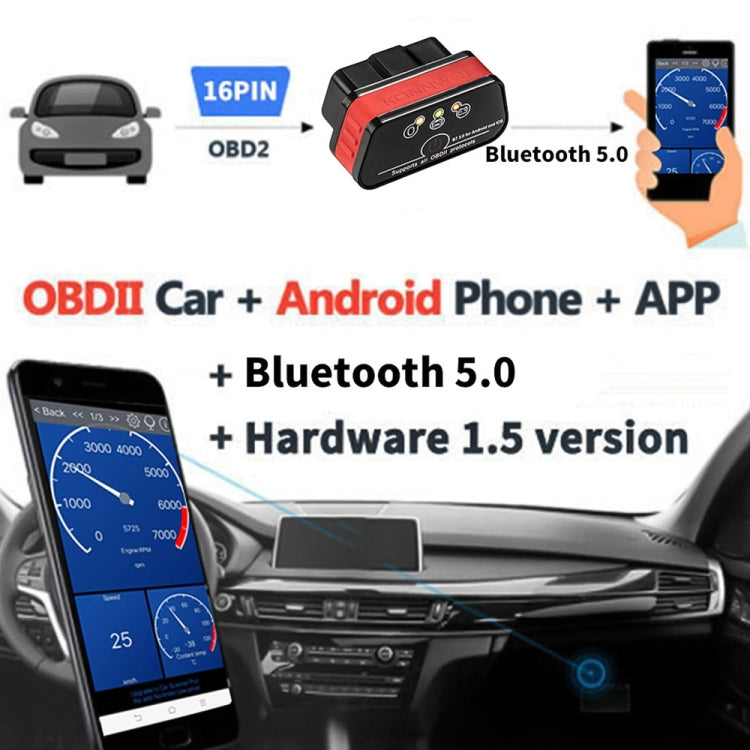 KONNWEI KW901 Android Phone OBD2 Car Bluetooth 5.0 Diagnostic Scan Tools(Red) - Code Readers & Scan Tools by KONNWEI | Online Shopping UK | buy2fix