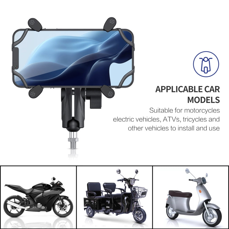 ZH-1558C1 Motorcycle M8 Ball Joint X-shape Aluminum Alloy Phone Holder - In Car by buy2fix | Online Shopping UK | buy2fix