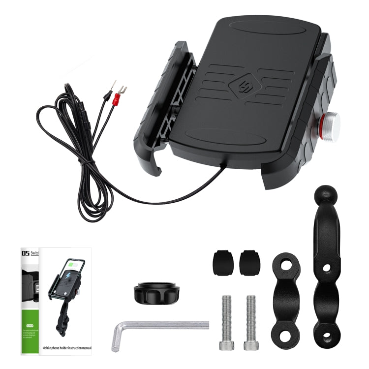 ZH-19414A1 Motorcycle Handlebar Qi USB Wireless Charging Phone Holder - In Car by buy2fix | Online Shopping UK | buy2fix