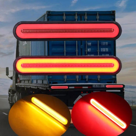 2 PCS Heavy-duty Truck Trailer 100LED Light Guide Two-color Brake Light - In Car by buy2fix | Online Shopping UK | buy2fix