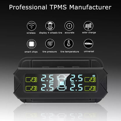 Car High Precision Solar Charging Tire Pressure Monitoring System TPMS, External Beep Sensor - In Car by buy2fix | Online Shopping UK | buy2fix