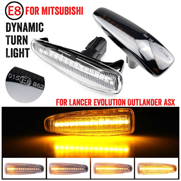 2pcs For Mitsubishi Lancer 2008-2018 Car Dynamic LED Fender Side Light (Transparent) - In Car by buy2fix | Online Shopping UK | buy2fix