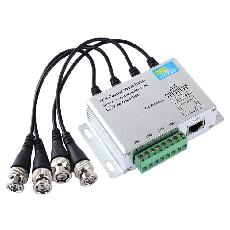 HD204A-F HD-CVI/TVI/AHD CCTV 4CH UTP Passive Video Balun - Security by buy2fix | Online Shopping UK | buy2fix