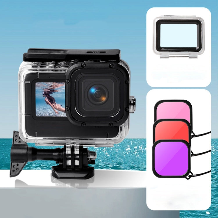Waterproof Case + Touch Back Cover + Purple Red Pink Lens Filter for GoPro HERO10 Black / HERO9 Black - DJI & GoPro Accessories by buy2fix | Online Shopping UK | buy2fix
