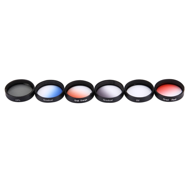 JUNESTAR 6 in 1 Professional 34mm Lens Filter(CPL + UV + Gradual Red + Gradual Orange + Gradual Blue + Gradual Grey) for DJI Phantom 3 & 4 -  by JSR | Online Shopping UK | buy2fix