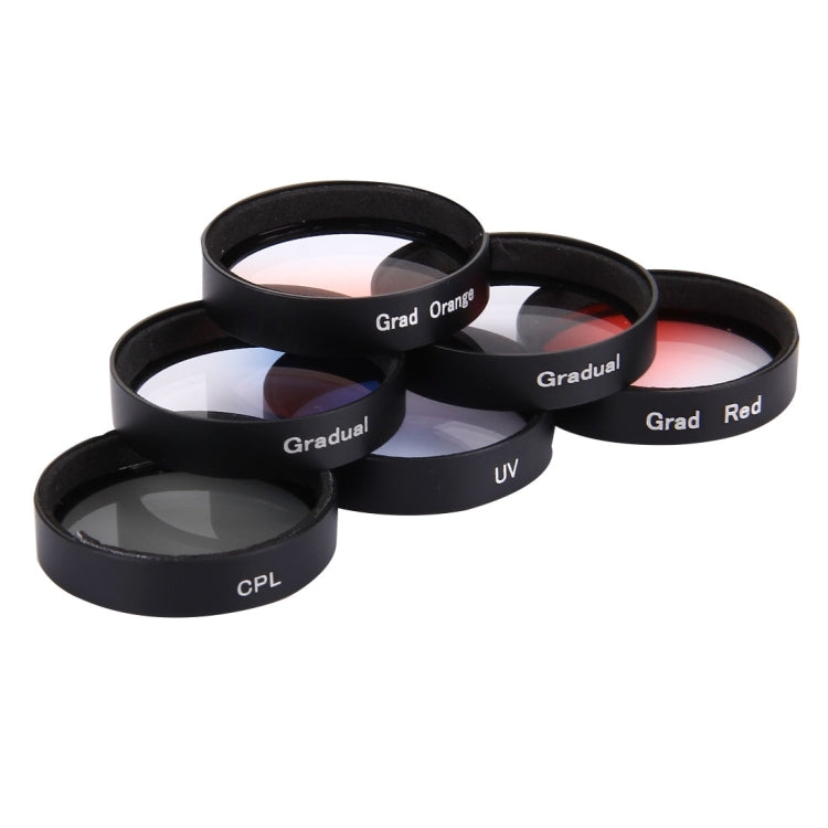 JUNESTAR 6 in 1 Professional 34mm Lens Filter(CPL + UV + Gradual Red + Gradual Orange + Gradual Blue + Gradual Grey) for DJI Phantom 3 & 4 -  by JSR | Online Shopping UK | buy2fix