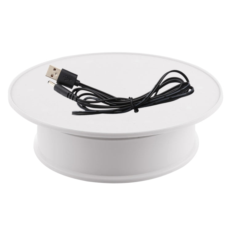 20cm 360 Degree Electric Rotating Turntable Display Stand Photography Video Shooting Props Turntable, Load 1.5kg, Powered by Battery & USB(White) - Camera Accessories by buy2fix | Online Shopping UK | buy2fix