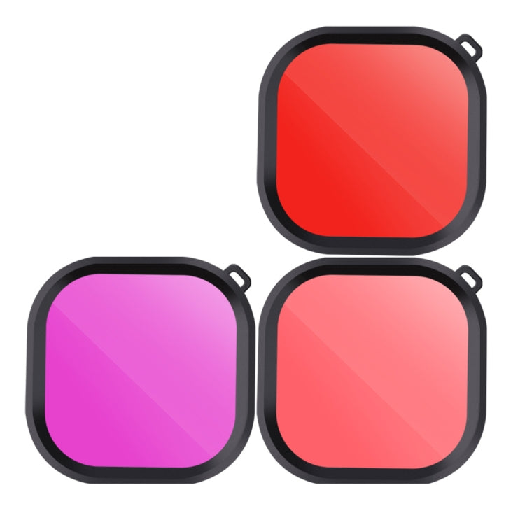 Pink Purple Red 3 Color Square Housing Diving Lens Filter Kits for GoPro HERO8 Black Original Waterproof Housing - DJI & GoPro Accessories by buy2fix | Online Shopping UK | buy2fix