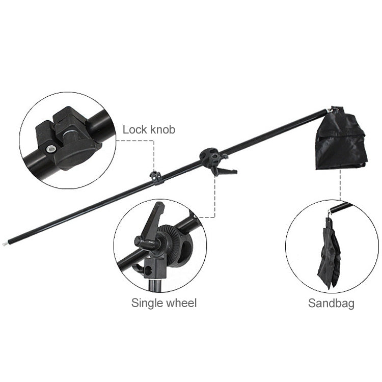 50x70cm Single Light Softbox + 2m Photography Lighting Tripod Mount Stand + Arm Jib Crossbar Bracket Studio Flash Light Set - Camera Accessories by buy2fix | Online Shopping UK | buy2fix