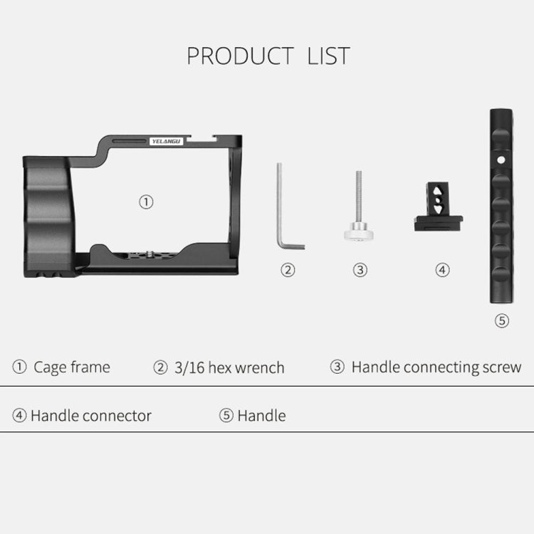 YELANGU C14 YLG0714A Video Camera Cage Stabilizer with Handle for Canon EOS M50(Black) - Camera Cage by YELANGU | Online Shopping UK | buy2fix