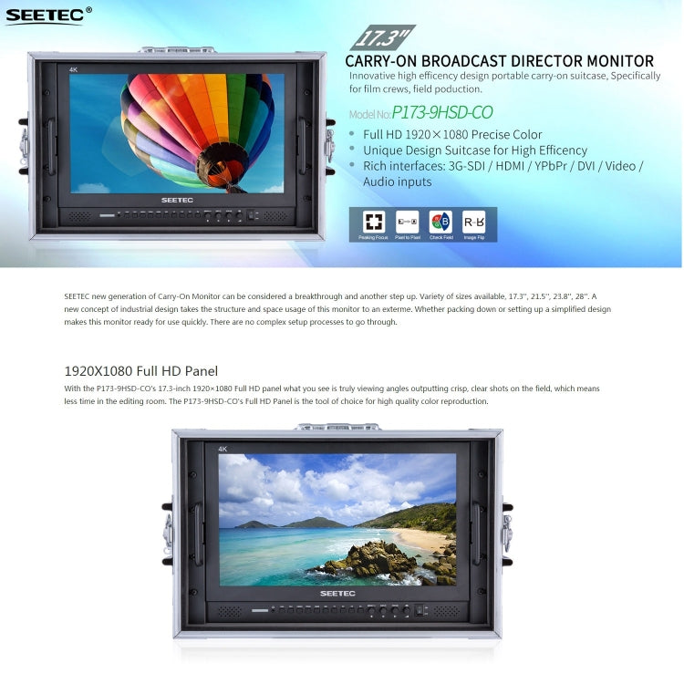 SEETEC P173-9HSD-CO 1920x1080 17.3 inch SDI / HDMI 4K Broadcast Level Professional Photography Camera Field Monitor - Camera Accessories by SEETEC | Online Shopping UK | buy2fix