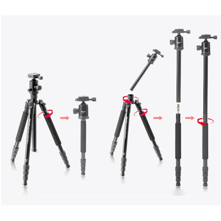 TRIOPO T258 Aluminum Alloy Tripod Monopod with D2 Ball Head (Black) - Tripods by TRIOPO | Online Shopping UK | buy2fix