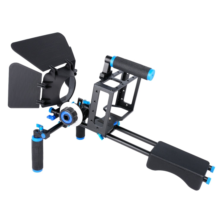 YELANGU D222 Dual Handles Camera Shoulder Mount + Camera Cage Stabilizer Kit with Matte Box + Follow Focus for DSLR Camera / Video Camera - Camera Accessories by YELANGU | Online Shopping UK | buy2fix