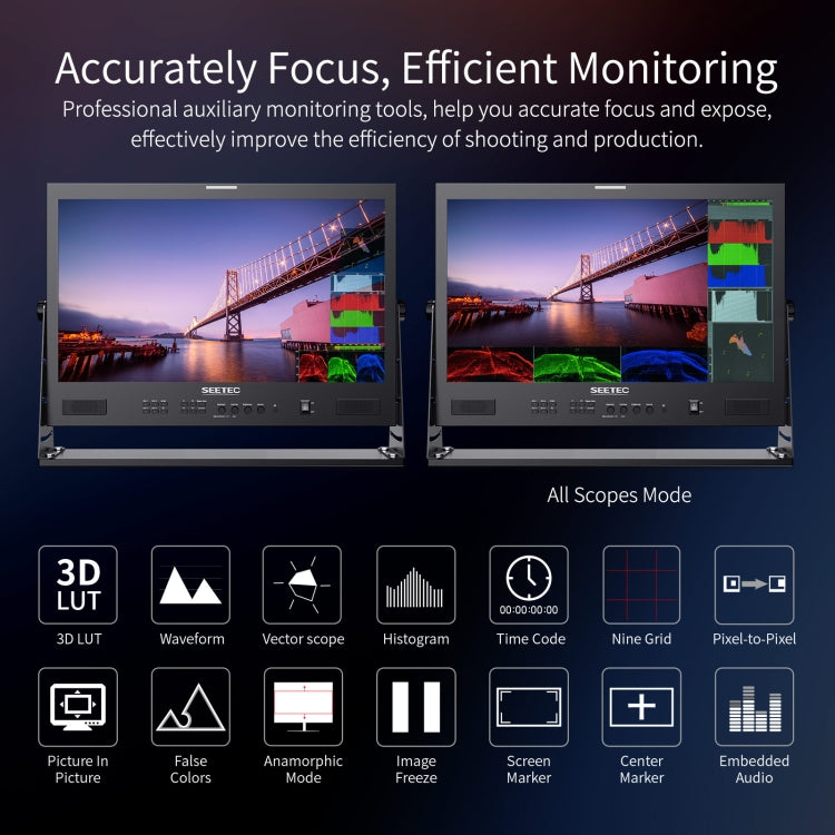 SEETEC ATEM215S 21.5 inch  3G-SDI HDMI Full HD 1920x1080 Multi-camera Broadcast Monitor(UK Plug) - On-camera Monitors by SEETEC | Online Shopping UK | buy2fix