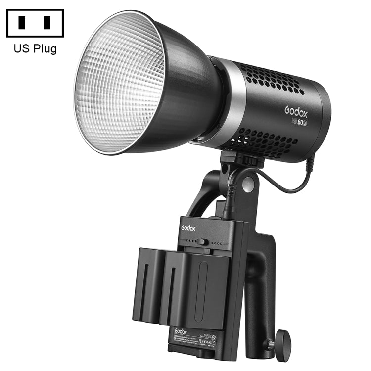 Godox ML60BI 60W LED Light 2800-6500K Brightness Adjustment Video Studio Flash Light(US Plug) - Shoe Mount Flashes by Godox | Online Shopping UK | buy2fix