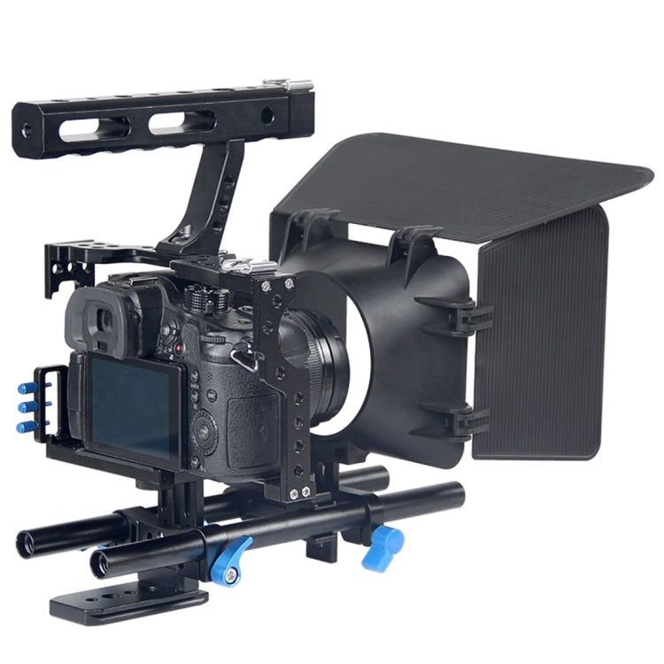 YELANGU YLG1105A Handle Video Camera Cage Stabilizer Kit with Matte Box & Follow Focus for Panasonic Lumix DMC-GH4 & G7 / Sony A7 & A7S & A7R & A7RII & A7SII - Camera Cage by YELANGU | Online Shopping UK | buy2fix