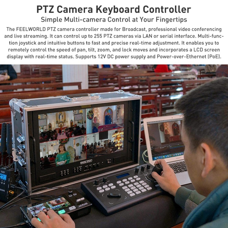 FEELWORLD KBC10 PTZ Camera Controller with Joystick and Keyboard Control ,Support PoE(AU Plug) - HD Camera by FEELWORLD | Online Shopping UK | buy2fix