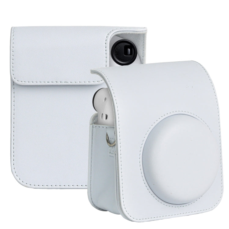 For FUJIFILM instax mini 12 Full Body Leather Case Camera Bag with Strap (White) - Leather Bag by buy2fix | Online Shopping UK | buy2fix