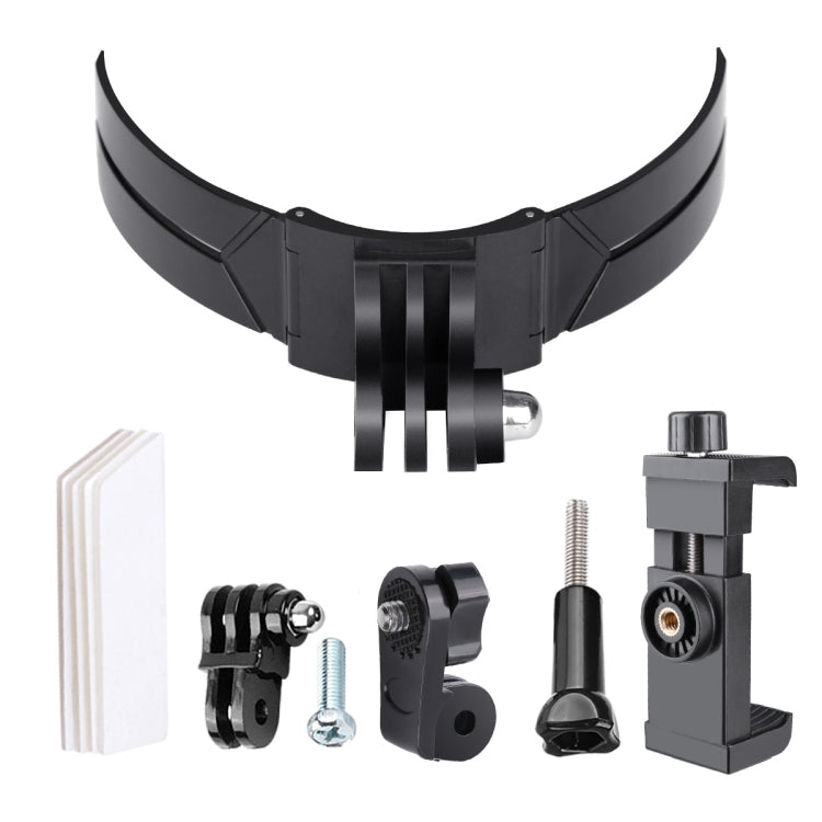 Foldable Bending Action Camera Phone Helmet Mount Kit with J-Hook Buckle & Rotation Phone Clamp & Adapter (Black) - DJI & GoPro Accessories by buy2fix | Online Shopping UK | buy2fix