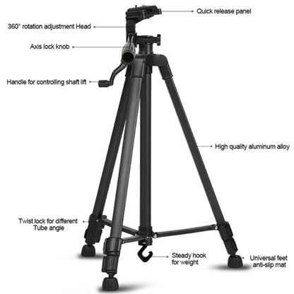 3388 1.3m Portable Phone Live Selfie Tripod DV SLR Camera Stand (Black) - Tripods by buy2fix | Online Shopping UK | buy2fix