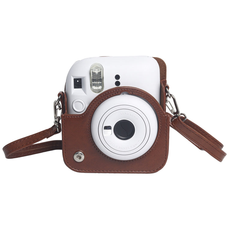 For FUJIFILM Instax mini 12 Leather Case Full Body Camera Bag with Shoulder Strap (Brown) - Leather Bag by buy2fix | Online Shopping UK | buy2fix