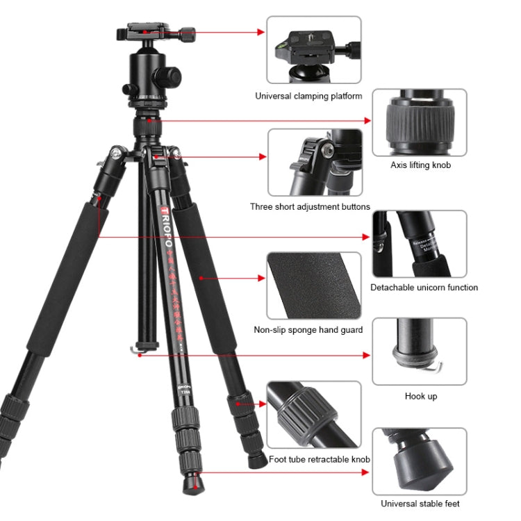 TRIOPO M2508 Multifunction Adjustable 4-Section Portable Aluminum Alloy Tripod Monopod with D-2A Ball Head for SLR Camera - Tripods by TRIOPO | Online Shopping UK | buy2fix