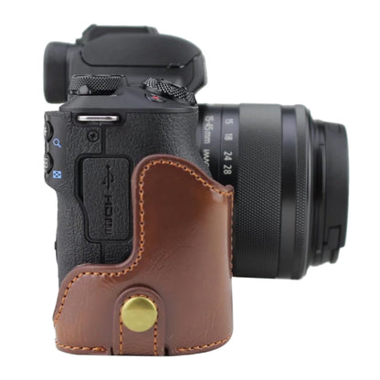 1/4 inch Thread PU Leather Camera Half Case Base for Canon EOS M50 / M50 Mark II (Brown) - Camera Accessories by buy2fix | Online Shopping UK | buy2fix
