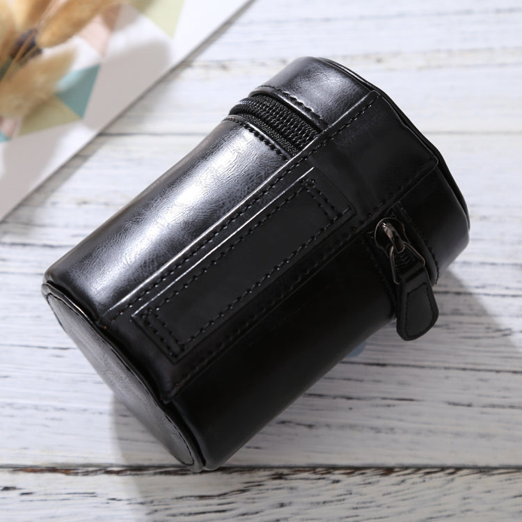 Small Lens Case Zippered PU Leather Pouch Box for DSLR Camera Lens, Size: 11x8x8cm(Black) - Camera Accessories by buy2fix | Online Shopping UK | buy2fix