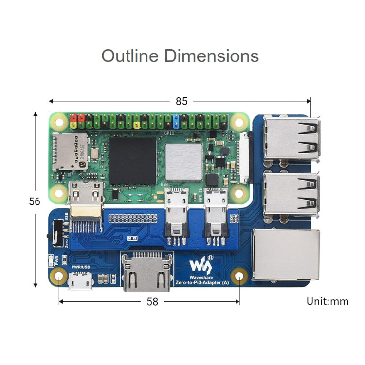 Waveshare Raspberry Pi Zero To 3B Adapter for Raspberry Pi 3 Model B/B+ - Consumer Electronics by WAVESHARE | Online Shopping UK | buy2fix