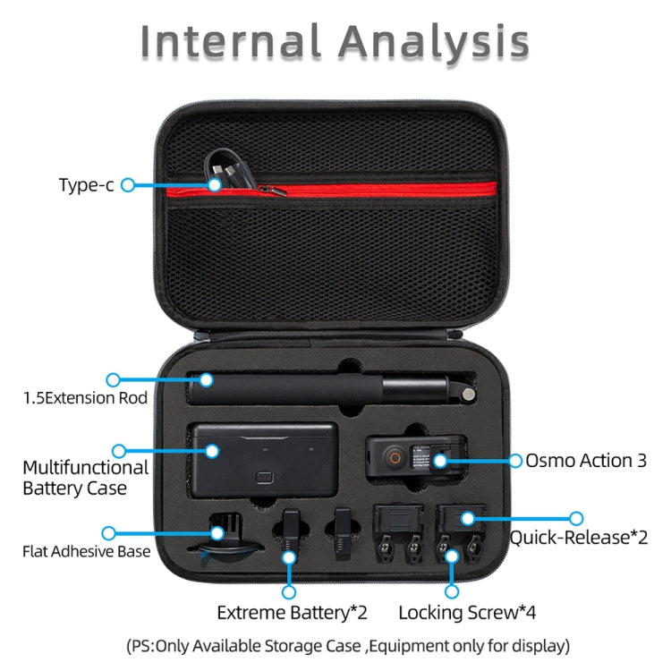 For DJI Osmo Action 3 Carrying Storage Case Bag,Size: 21.5 x 29.5 x 10cm (Grey) - Case & Bags by buy2fix | Online Shopping UK | buy2fix