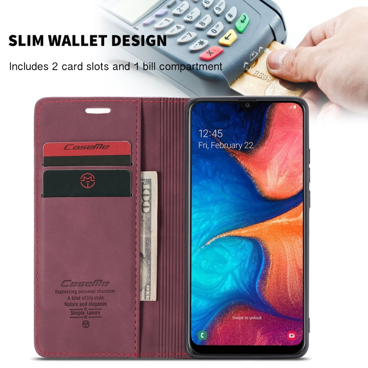 CaseMe-013 Multi-functional Retro Frosted Horizontal Flip Leather Case with Card Slot & Holder & Wallet For Galaxy A20e(Wine Red) - Galaxy Phone Cases by CaseMe | Online Shopping UK | buy2fix