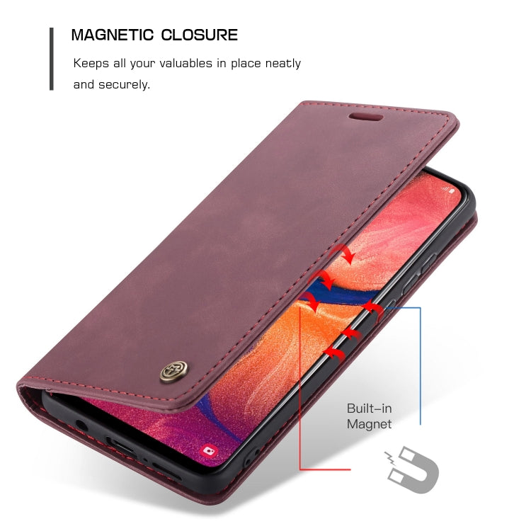 CaseMe-013 Multi-functional Retro Frosted Horizontal Flip Leather Case with Card Slot & Holder & Wallet For Galaxy A20e(Wine Red) - Galaxy Phone Cases by CaseMe | Online Shopping UK | buy2fix