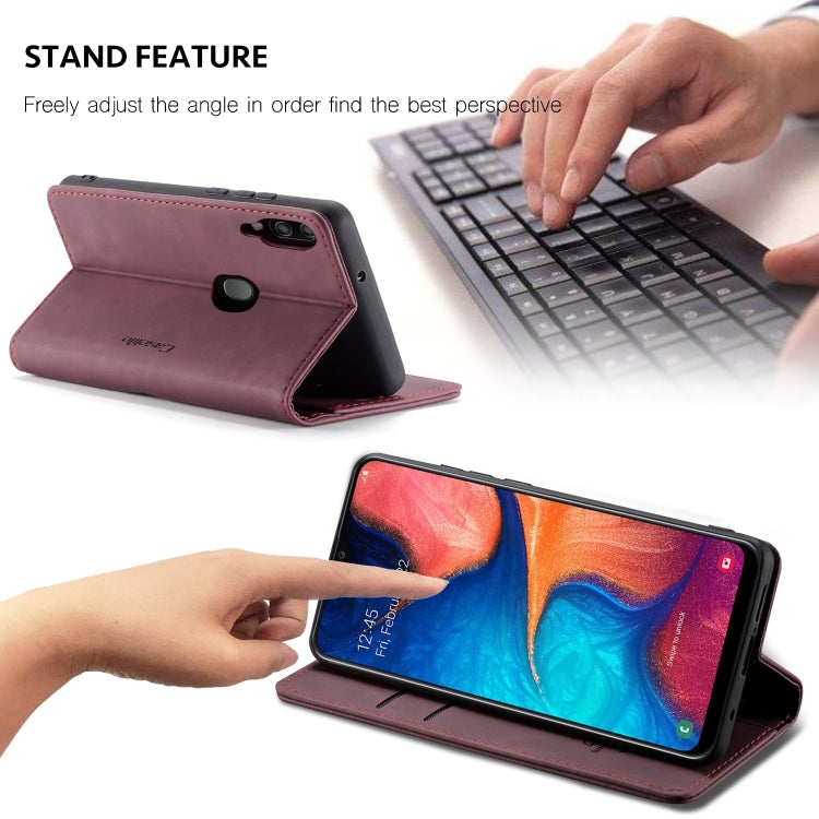 CaseMe-013 Multi-functional Retro Frosted Horizontal Flip Leather Case with Card Slot & Holder & Wallet For Galaxy A20e(Wine Red) - Galaxy Phone Cases by CaseMe | Online Shopping UK | buy2fix