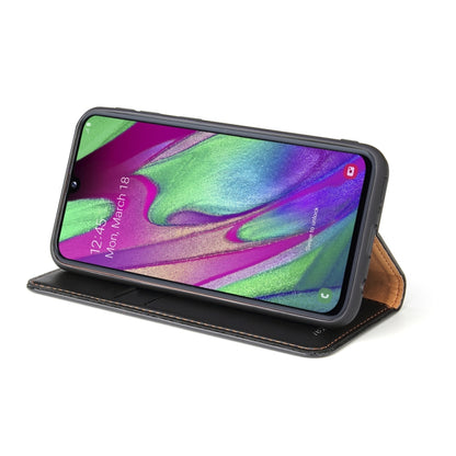 Fierre Shann Dermis Texture PU +TPU Horizontal Flip Leather Case with Holder & Card Slots & Wallet For Galaxy A40(Black) - Galaxy Phone Cases by FIERRE SHANN | Online Shopping UK | buy2fix