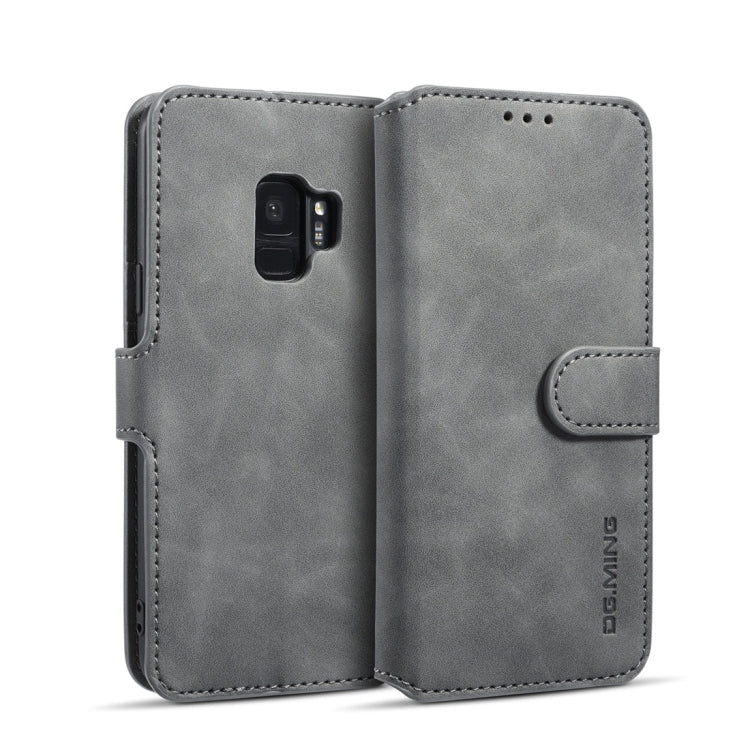 DG.MING Retro Oil Side Horizontal Flip Case with Holder & Card Slots & Wallet for Galaxy S9(Grey) - Galaxy Phone Cases by DG.MING | Online Shopping UK | buy2fix