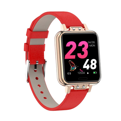 ZL13 1.22 inch Color Screen IP67 Waterproof Smart Watch, Support Sleep Monitor / Heart Rate Monitor / Menstrual Cycle Reminder, Style: Red Leather Strap - Smart Wear by buy2fix | Online Shopping UK | buy2fix