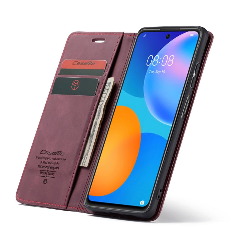 For Huawei P Smart 2021 CaseMe-013 Multifunctional Retro Frosted Horizontal Flip Leather Case with Card Slot & Holder & Wallet(Wine Red) - Mobile Accessories by CaseMe | Online Shopping UK | buy2fix