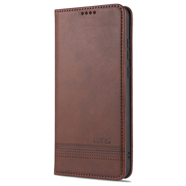 For OPPO A15 AZNS Magnetic Calf Texture Horizontal Flip Leather Case with Card Slots & Holder & Wallet(Dark Brown) - OPPO Cases by AZNS | Online Shopping UK | buy2fix