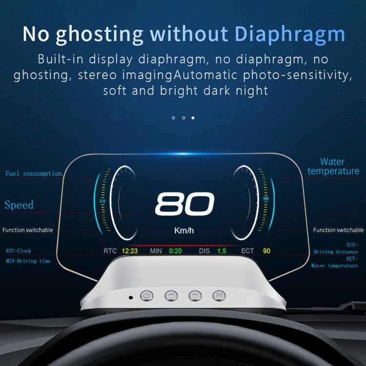 C3 OBD2 + GPS Mode Car Head-up Display HUD Overspeed / Speed / Water Temperature Too High / Voltage Too Low / Engine Failure Alarm / Fatigue Driving Reminder / Navigation Function -  by buy2fix | Online Shopping UK | buy2fix