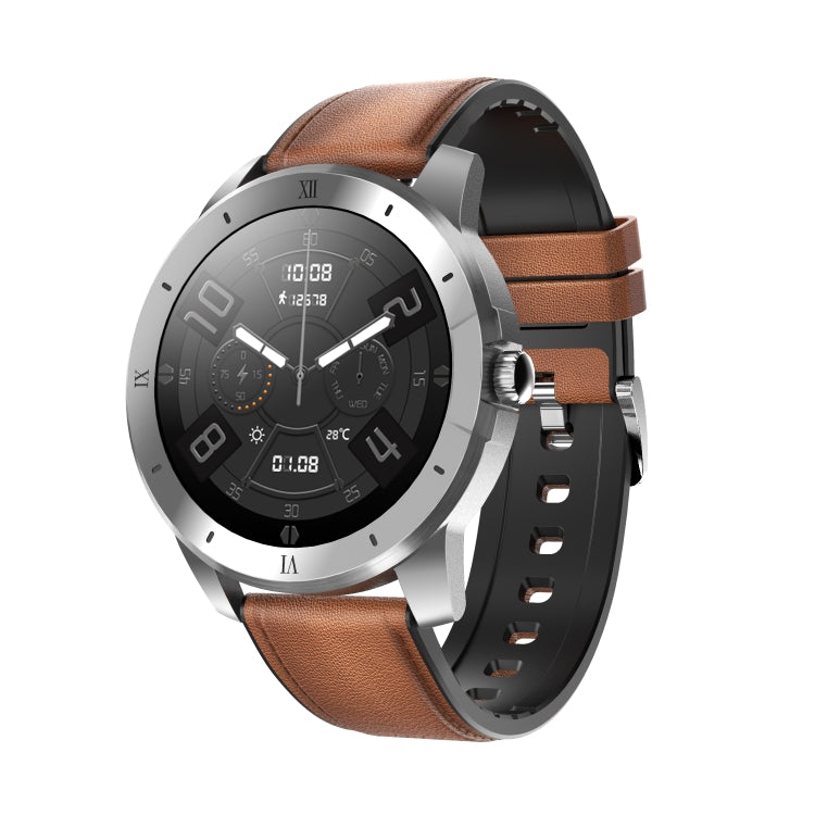 MX12 1.3 inch IPS Color Screen IP68 Waterproof Smart Watch, Support Bluetooth Call / Sleep Monitoring / Heart Rate Monitoring, Style: Leather Strap(Silver Brown) - Smart Wear by buy2fix | Online Shopping UK | buy2fix